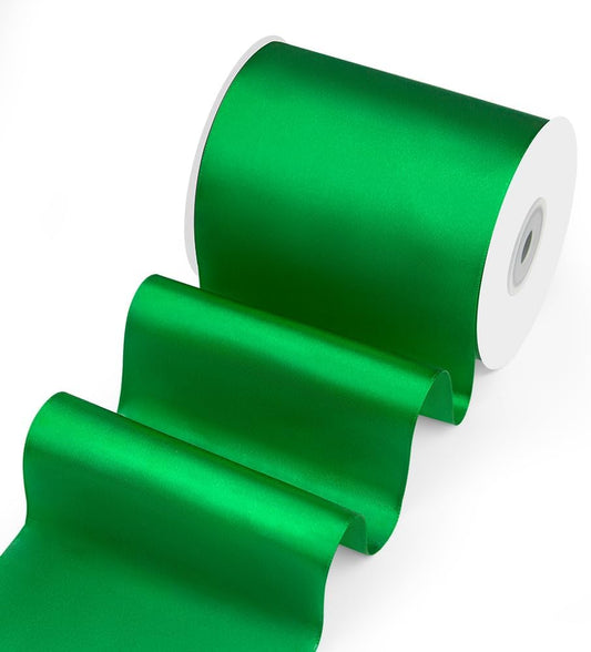 4" Width x 25 Yards Satin Fabric Ribbon, Green Ribbon Perfect for Wedding Car, Chair Sash, Grand Opening Ceremony, Big Bows, Embroidery, Floral Crafts, Party Decoration