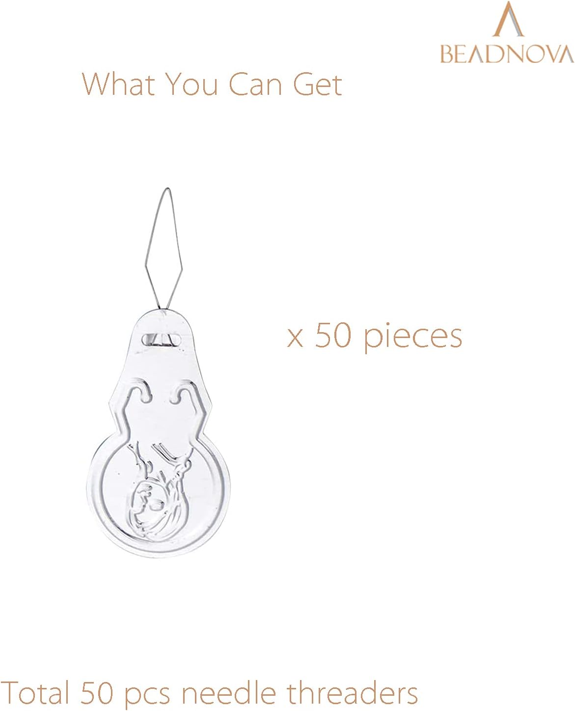 BEADNOVA Embroidery Needle Threader Tool 50pcs Aluminum Sewing Machine Needle Threader for Hand Sewing Cross Stitch Craft Knitting Quilting (50pcs)