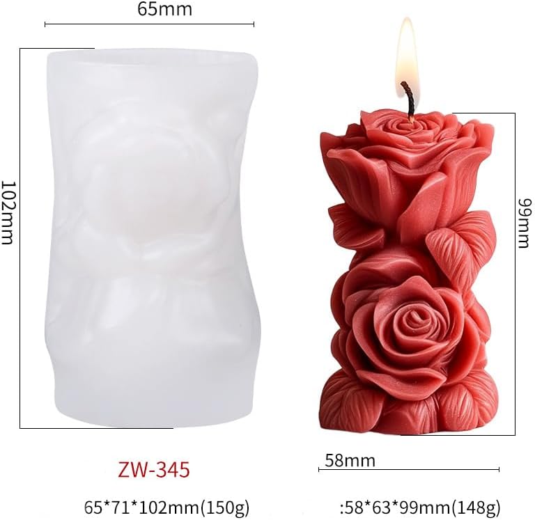 Rose Bouquet Candle Molds Pillar Silicone Mold Resin Casting for Making Home Decorate Aromatherapy Candles Gypsum Wedding Decor Crafts Gifts