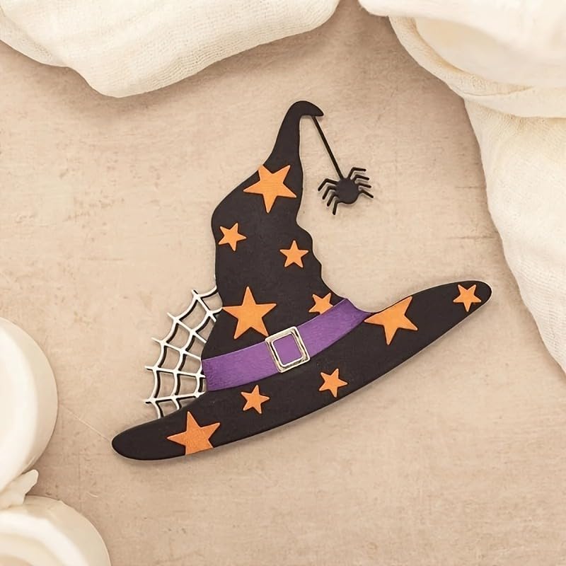 Lapoo Halloween Metal Cutting Die for Scrapbooking, 3D Backgrounds Frame New Cutting Dies DIY Album Card Making Decor Paper Metal Die Cuts Party Wedding Decorations (Witch's Shoes Hat 7.2 x 4.4 in)