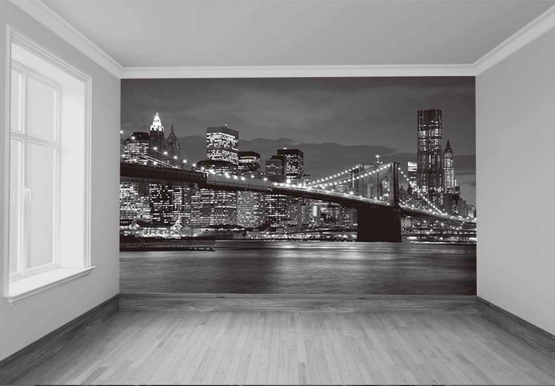 Brooklyn Bridge and New York City Wall Murals Large Photo Wallpaper Murals for Wall Living Room Bedroom Dining Room（Not Peel and Stick）