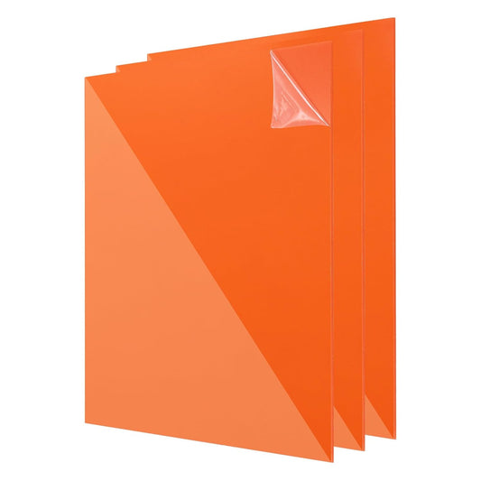 uxcell 3Pcs Acrylic Sheets 12x12 Inch Acrylic Panel 1/8 Inch-3mm Plastic Board for Picture Frames Sign Holders DIY Display Projects Craft, Clear Orange