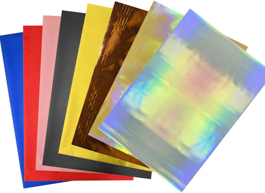 CYFUN DESIGN 400 Pieces Toner Reactive Foil for Foil Transfer Kit/Heat Foil Pen,Heat Transfer Foil Paper,8 Assorted Colors 11.4x7.9inch Hot Foil Roll Transfer Foil Roll for Craft Album Decor