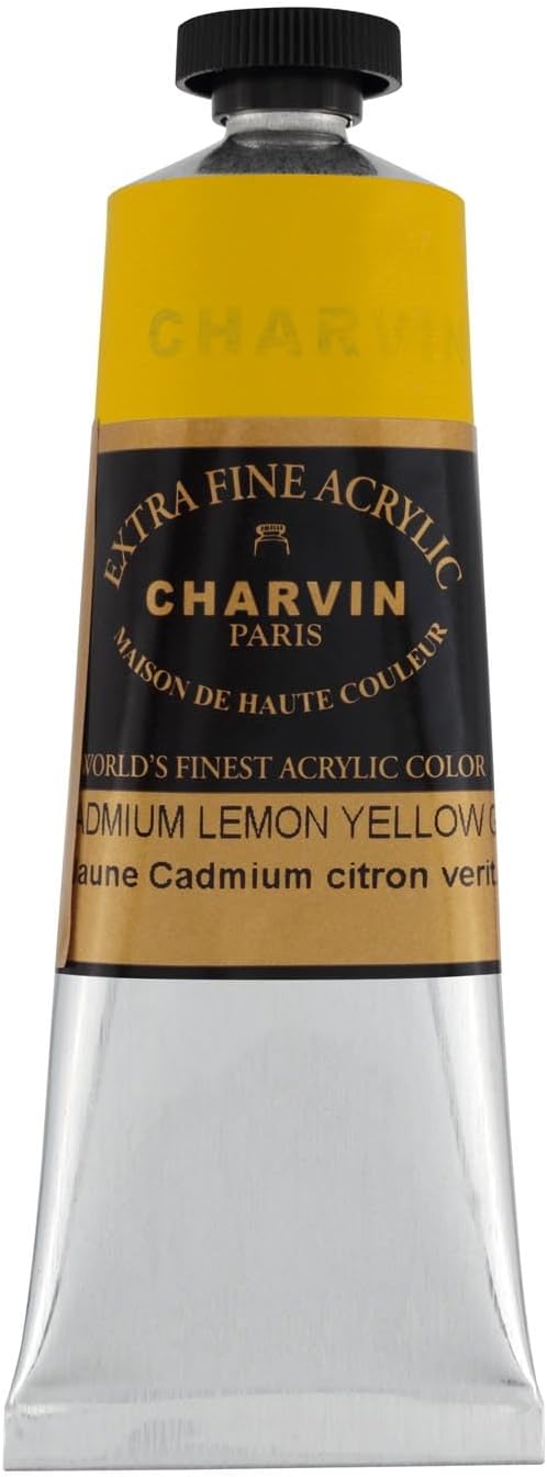 Charvin Extra Fine Professional Acrylic Paint - Cadmium Lemon Yellow Genuine, 60ml Tube, Triple-Milled, Lightfast Pigments, Open Stock Artist Acrylic Paints in Nature-Inspired Hues