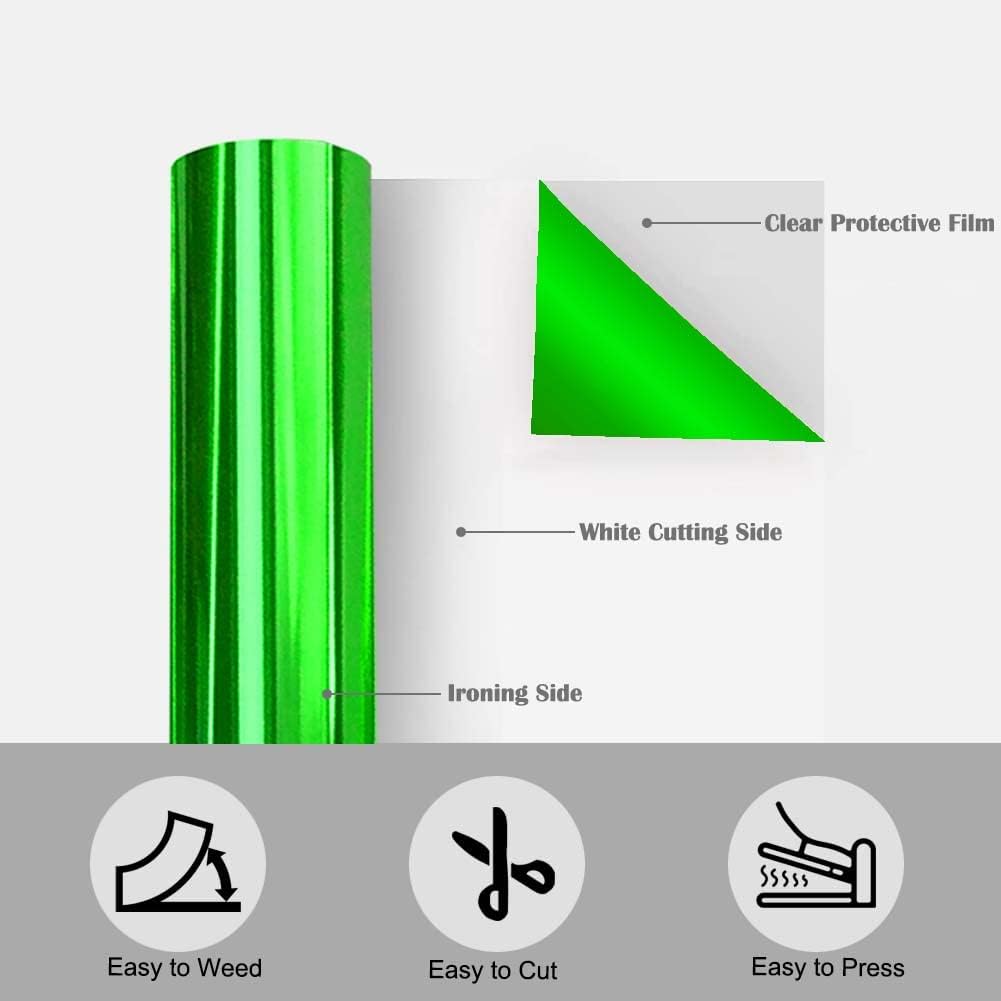 Tvinyl Warehouse Green Foil HTV Metallic Heat Transfer Vinyl Roll 12" x 6FT for All Cutter Machine