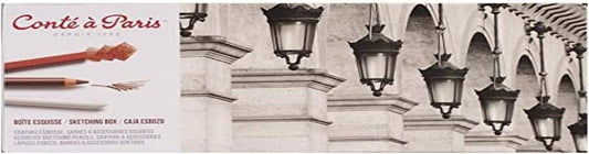 Conté à Paris 50126 Sketching Box Set 12 Pastels of Assorted Colours + 3 Pencils of Assorted Colours + Accessories