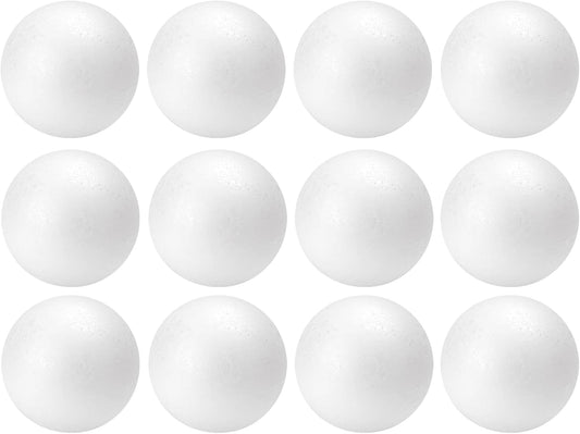 Crafjie 4 Inch Foam Balls, White Smooth Craft Foam Ball for Decoration Household and School Projects, Polystyrene Foam Balls for DIY Arts and Crafts, Modeling (4inch 12pc)