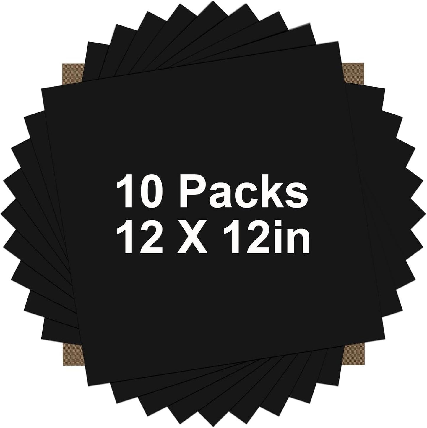 HTVRONT Black HTV Heat Transfer Vinyl Bundle: 10 Pack 12"x12" Iron on Vinyl for T-Shirt (1 PTFE Sheet Included), PU HTV Vinyl Easy to Cut & Weed for Heat Design