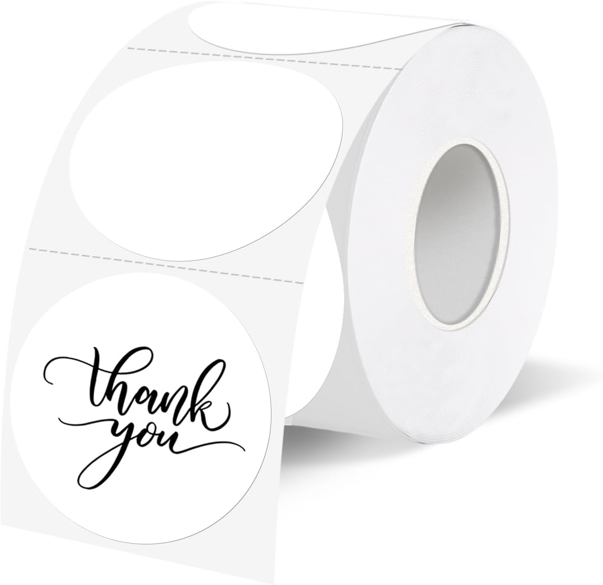 1.5 Inch White Round Thermal Sticker Labels, Self-Adhesive Circle Direct Thermal Labels, Waterproof/Removable- Perforation Line Design- 350 Pcs/ 1.5 Inch