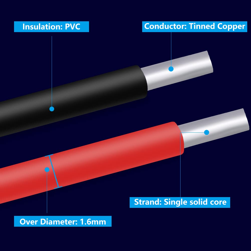 Fermerry 24 AWG Solid Core Wire Spool 50ft Each 6 Colors Flexible 24 Gauge Hook up Wire Kit Electrical Tinned Copper Wire PVC