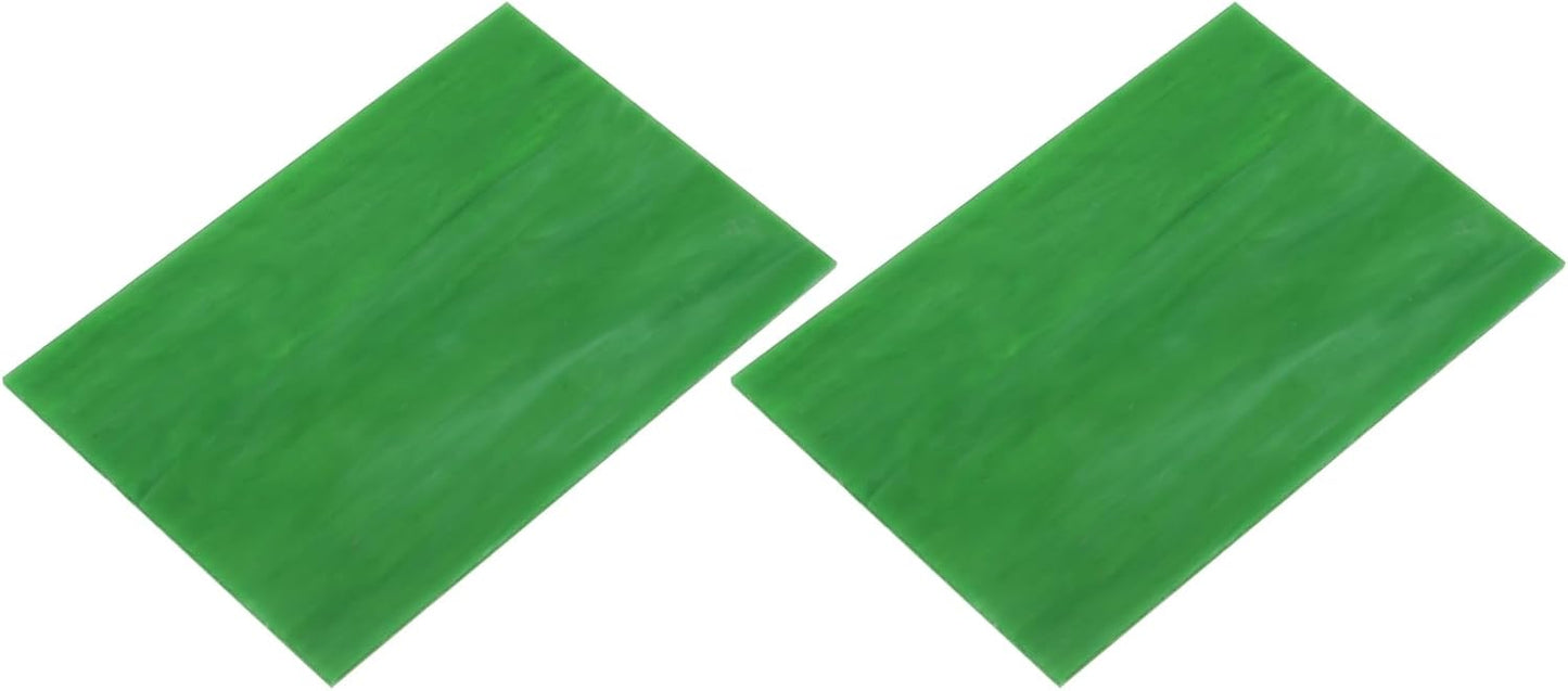 MECCANIXITY 2 Pcs Stained Glass Sheet Mosaic Tile 7.9 Inch x 5.9 Inch Bright Green Stained Glass Sheets for Crafts DIY Art Project