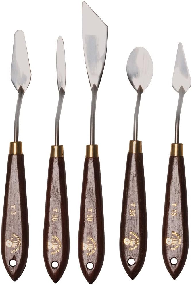 Creative Mark Stainless Steel Palette Knife Painting Tools - Paint Palette with Wooden Handle - Variety of Shapes and Sizes - Collection 5C, Set