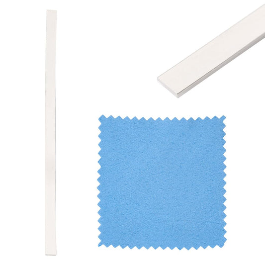 Fashewelry 1pc 4mm Sterling Silver Rectangle Flat Wire 0.3 Feet Bezel Wire Dead Soft Metal Wire with 1pc Cleaning Cloth for Stone Cabochon Rings Bangles Jewelry Making Stamping