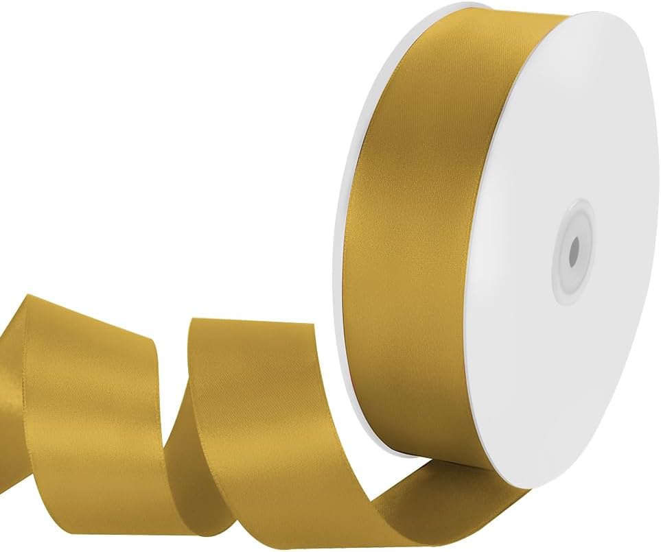 1-1/2" Width x 100 Yards Satin Ribbon, Gold Ribbon Perfect for DIY Craft, Bows, Gift Wrapping, Flower Bouquet, Valentine's Day, Christmas and Party Decoration