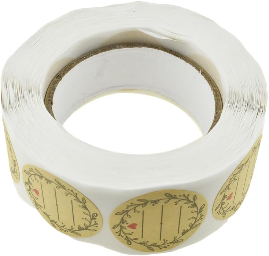 HAHIYO 1Inch 500Pcs Natural Brown Kraft Label Sticker Roll - Round, Blank, Permanent Adhesive Dot Sticker for Jar, Canning, Price Tag, Store Organization