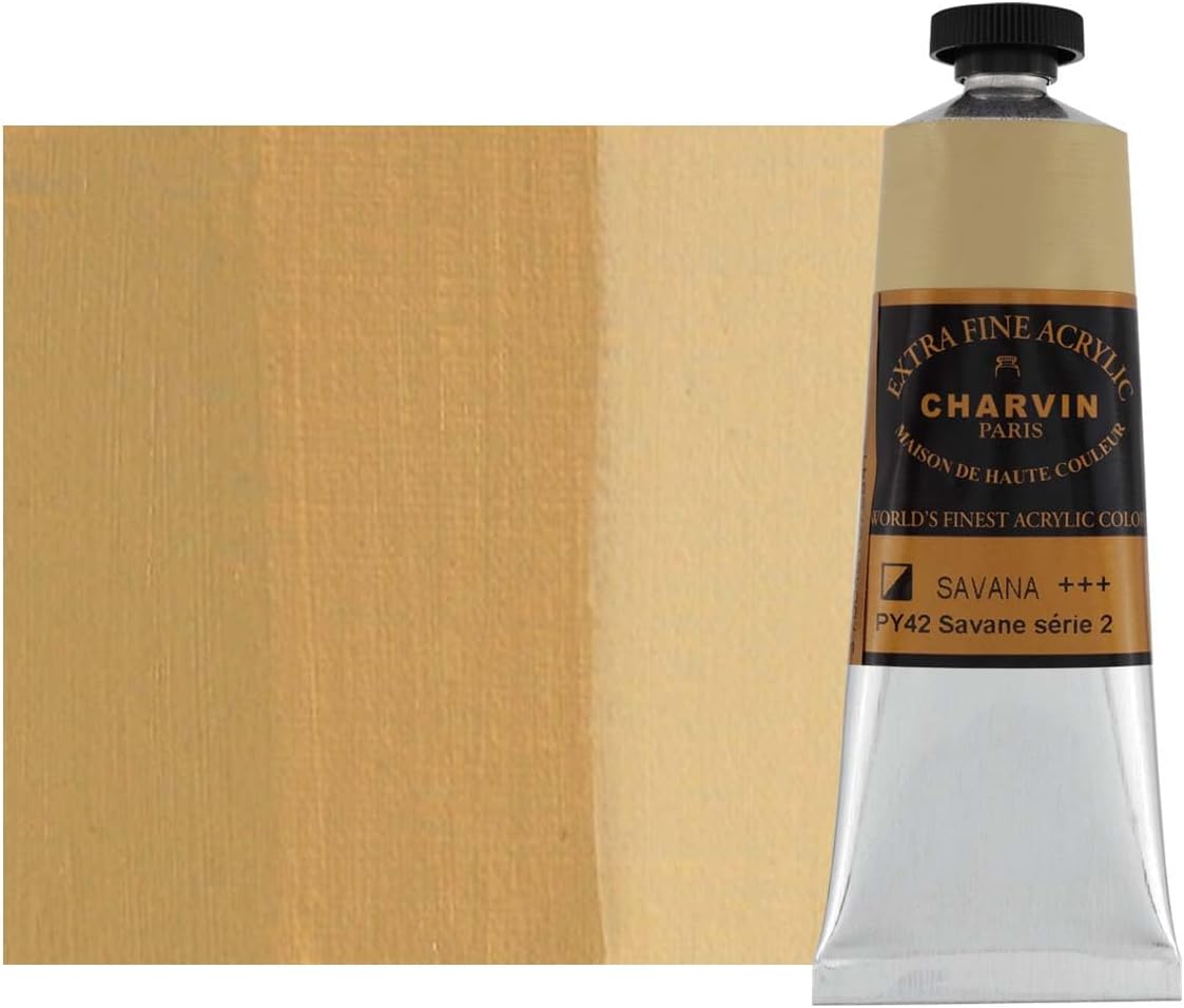 Charvin Extra Fine Professional Acrylic Paint - Savana, 60ml Tube, Triple-Milled, Lightfast Pigments, Open Stock Artist Acrylic Paints in Nature-Inspired Hues