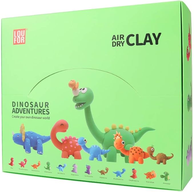Air Dry Clay Kit for Kids - 12 Boxes DIY Modeling Clay Set with Sculpting Tools & Tutorials, Super Light & Non-Toxic, Creative Art Crafts for Boys Girls Ages 5+ (Dinosaur)