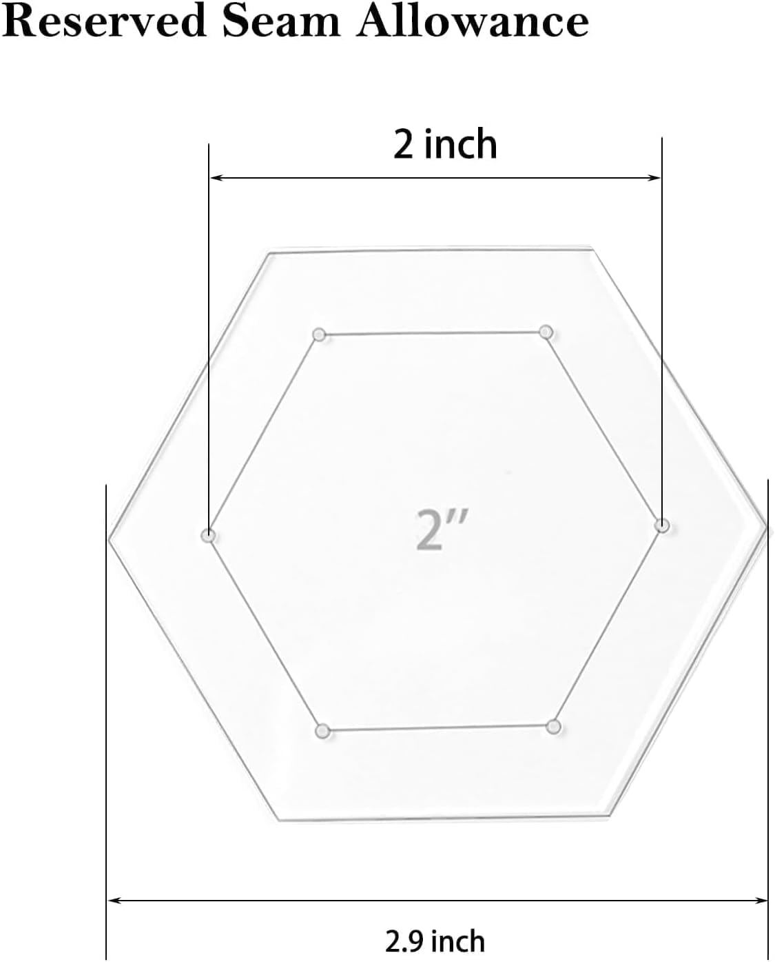 7 Pieces Hexagon Quilting Template with 1/4 Inch Seam Allowance, Hexagon Acrylic Quilting Rulers and Templates for Sewing DIY Manual Crafts Including 1 Inch*2, 1.5 Inch*2, 2 Inch, 3 Inch, 5 Inch