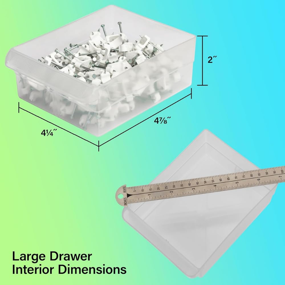 Akro-Mils 26-Drawer Plastic Drawer Storage Cabinet for Garage Organization, Bead Organizer, Building Bricks Storage, Teacher Toolbox, Makeup Organizer, 20-Inch W x 6-Inch D x 10-Inch H, 10124 White