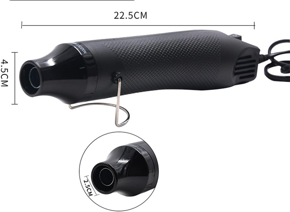 Heat Gun,mofa Hot Air Gun Tools Shrink Gun with Stand For DIY Embossing And Drying Paint Multi-Purpose Electric Heating Nozzle 300W 110V (Black,Black)