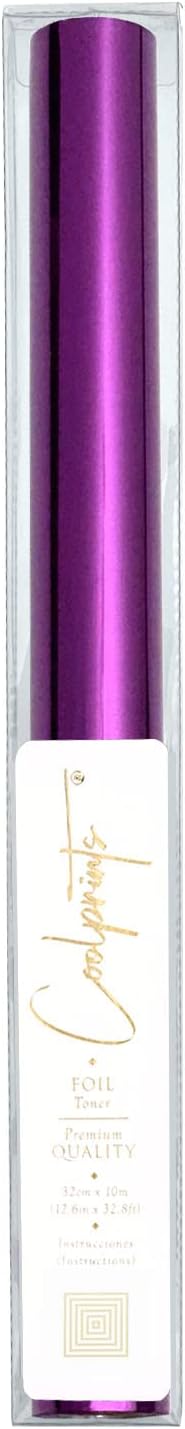 Coolprints Foil for Laminator and Laser Printer, Foil for Toner, Basic Colors, Roll of 12.6 Inches x 32.8 Feet (Purple)