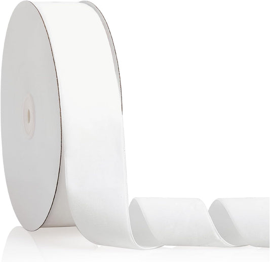 1.5" X 20 Yards White Velvet Ribbon for Christmas Tree Wreath Decoration Handmade Crafts Ornaments Gift Wrapping & Bow Making