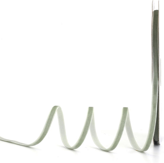 Dusty Green Velvet Ribbon,1/4" W x 20Yd Single Face,Great for Gift Wrapping,Hair Bows,Handmade Craft and Christmas,Wedding Decoration (1/4" Dusty Green)