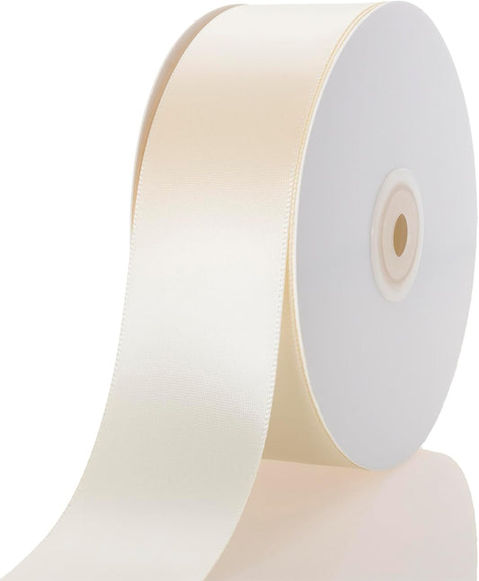 1-1/2 Inch Ivory Ribbon, 50 Yards Craft Polyester Satin Ribbon Perfect for Gift Wrapping, Handmade Roses, Wedding Party Decorations and DIY Crafts