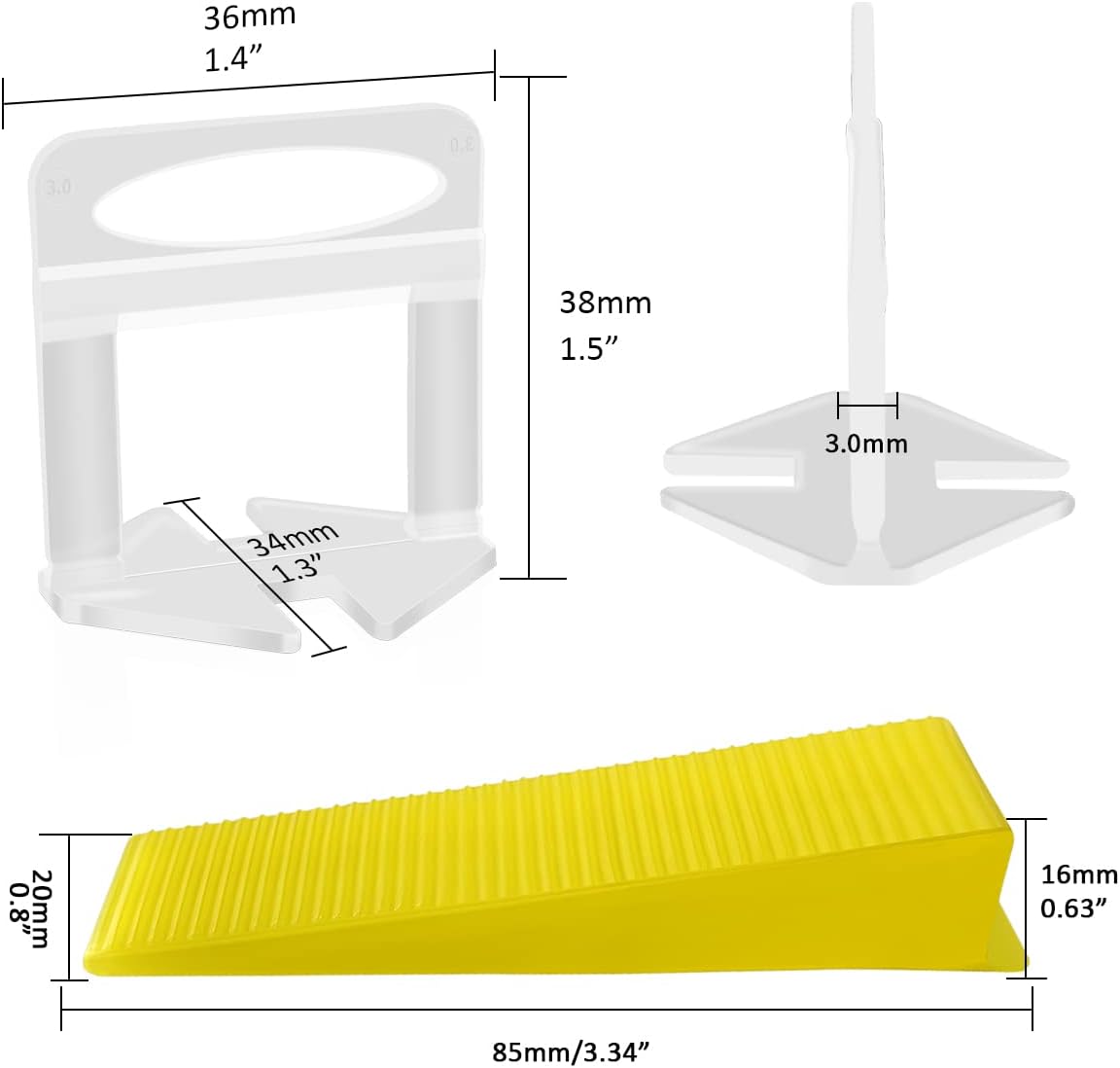DGSL Tile Leveling System with Tile Plier - 300-Piece Tile Spacers Clips and 100-Piece Reusable Wedges - Tile Tools Set for Stone Installation (1/8 Inch Tile Spacers)