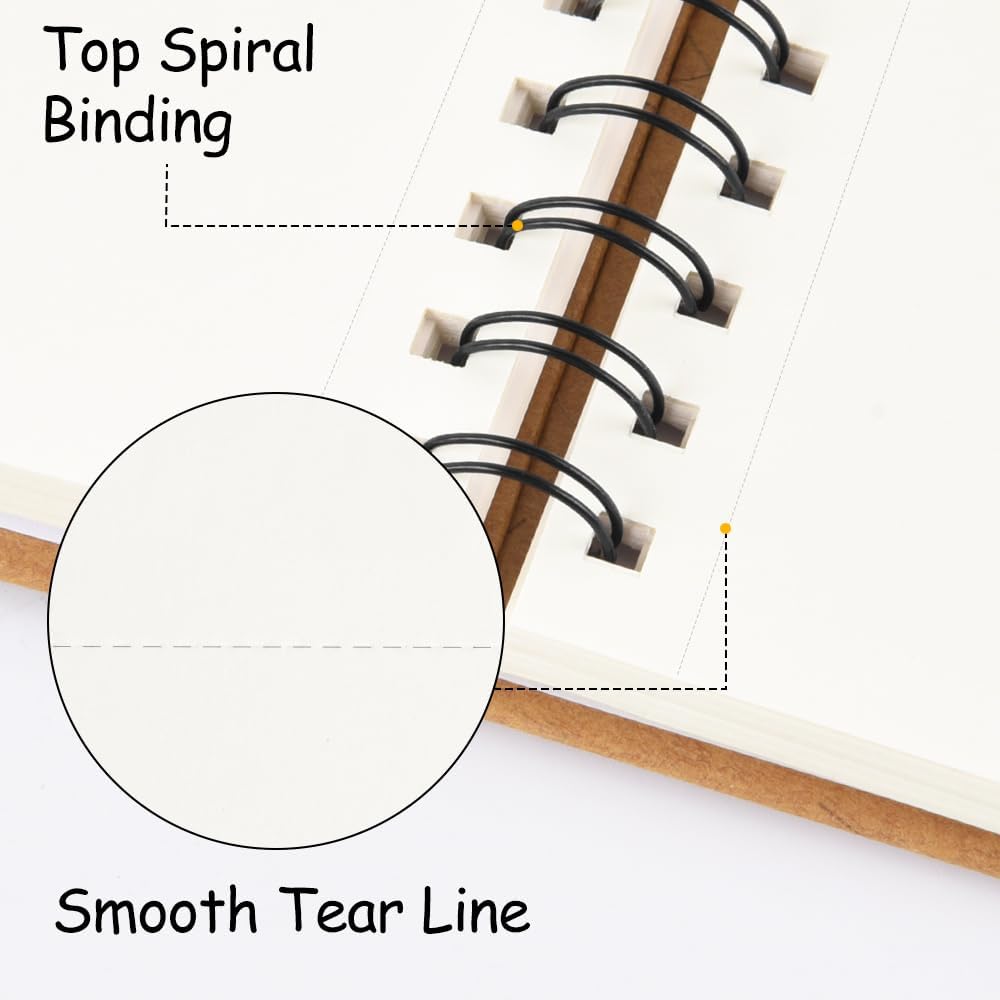 8.3x5.8 Sketch Book, Top Spiral Bound Sketch Pad, 60sheets 92lb/150gsm Nature White Paper, Acid-Free Mixed Media Paper for Painting, Dawing & Art Supplies. N-Ginger