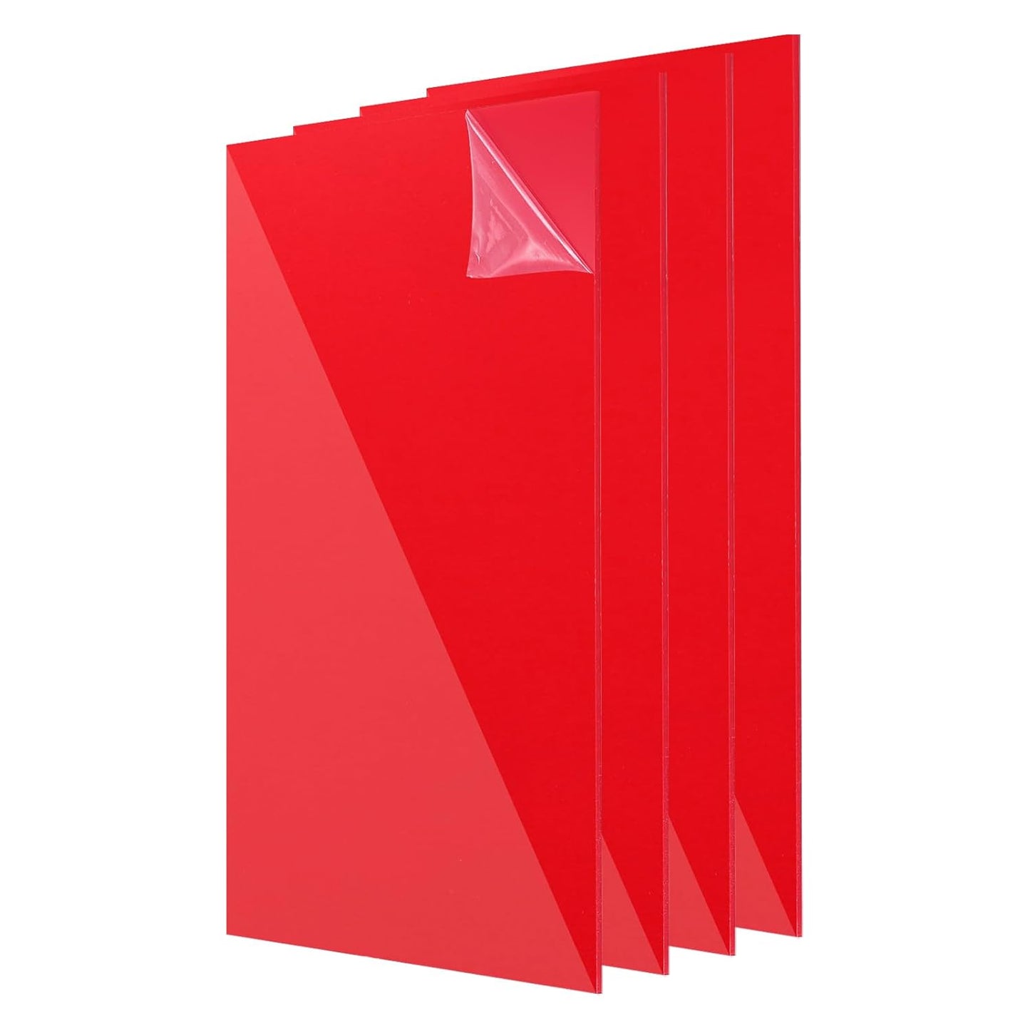 uxcell 4Pcs Acrylic Sheets 12x6 Inch Acrylic Panel 1/8 Inch-3mm Plastic Board for Picture Frames Sign Holders DIY Display Projects Craft, Clear Red