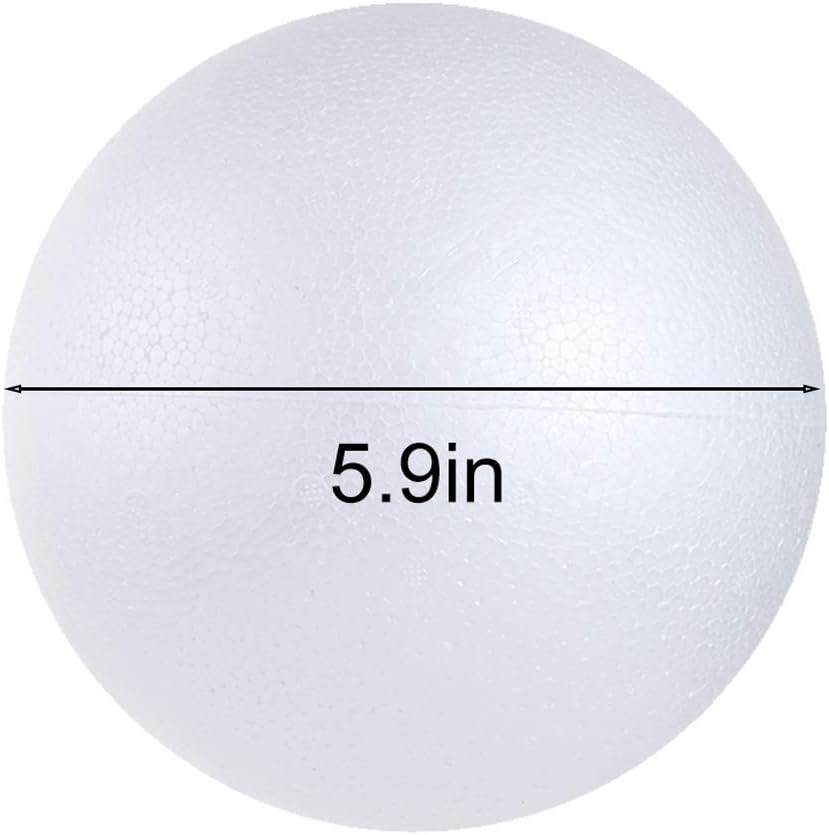 CCINEE 6PCS 6 Inch White Foam Balls Polystyrene Craft Balls Foam Balls for Art, Craft, Household, School Projects and Christmas Easter Party Decorations Supply