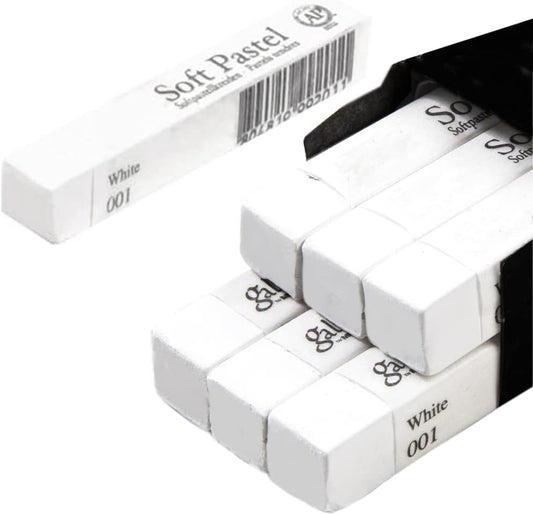 6pcs Square White Soft Pastel Set, Professional Artist's Sketching Chalk Pastels Sticks Oil Painting Kit Art Crayons Non Toxic Individual Color Drawing Soft Pastels for Artist,Beginner