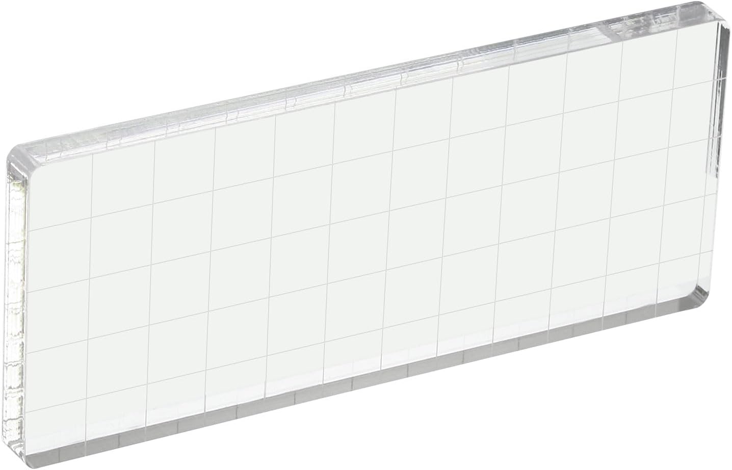 PATIKIL 5" x 2" Acrylic Stamp Block, Clear Stamping Block with Grid Lines Decorative Mounting Blocks Square for Scrapbooking DIY Crafts Card Making