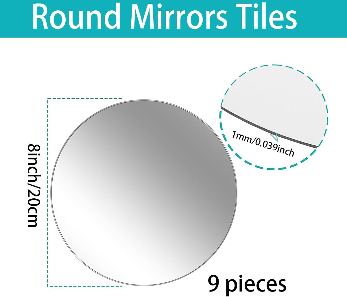 9PCS 8inch Round Mirror Centerpieces for Tables, Acrylic Circle Mirror Centerpieces for Table Candle Plate Circle Mirror Trays for Wedding Centerpieces Baby Shower Party Decorations