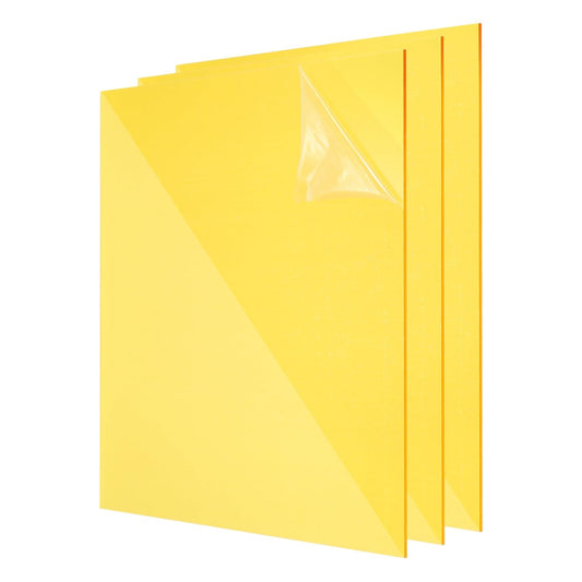 uxcell 3Pcs Acrylic Sheets 12x12 Inch Acrylic Panel 1/8 Inch-3mm Plastic Board for Picture Frames Sign Holders DIY Display Projects Craft, Clear Yellow