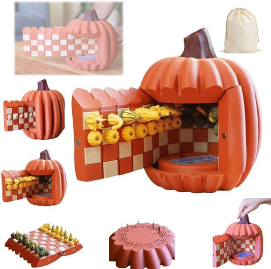 Pumpkin Game Set: Magnetic Chess Checkers, Dice Tower, Cribbage, Card Holder, Forgecore Gourd Games, Gourd Gambit Pumpkin Chess Expansion Pack, 3D Printing Portable Adult Pumpkins Board Game Set(#2)