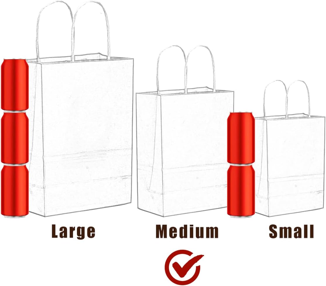 qiqee 32-Packs Rosy Paper Gift Bags with Handles Bulk 7.6"x4.75"x10.5" Medium Size Gift Bags Multiple Uses