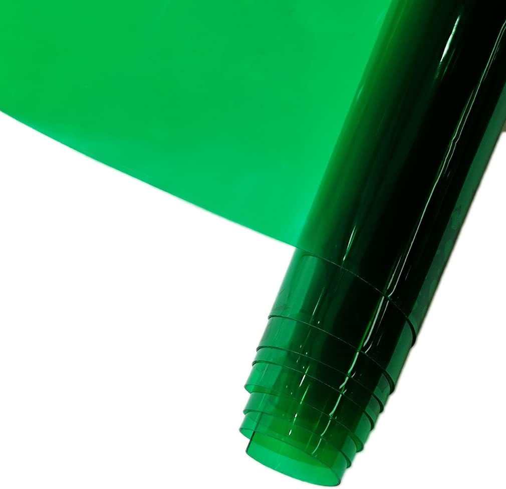 HYANG ForestGreen Transparent PVC Super Clear Holographic Vinyl Faux Leather Sheets 1 Roll 12" x 47" (30cm x 120cm) for DIY Bows Earrings Bags DIY Crafts Making