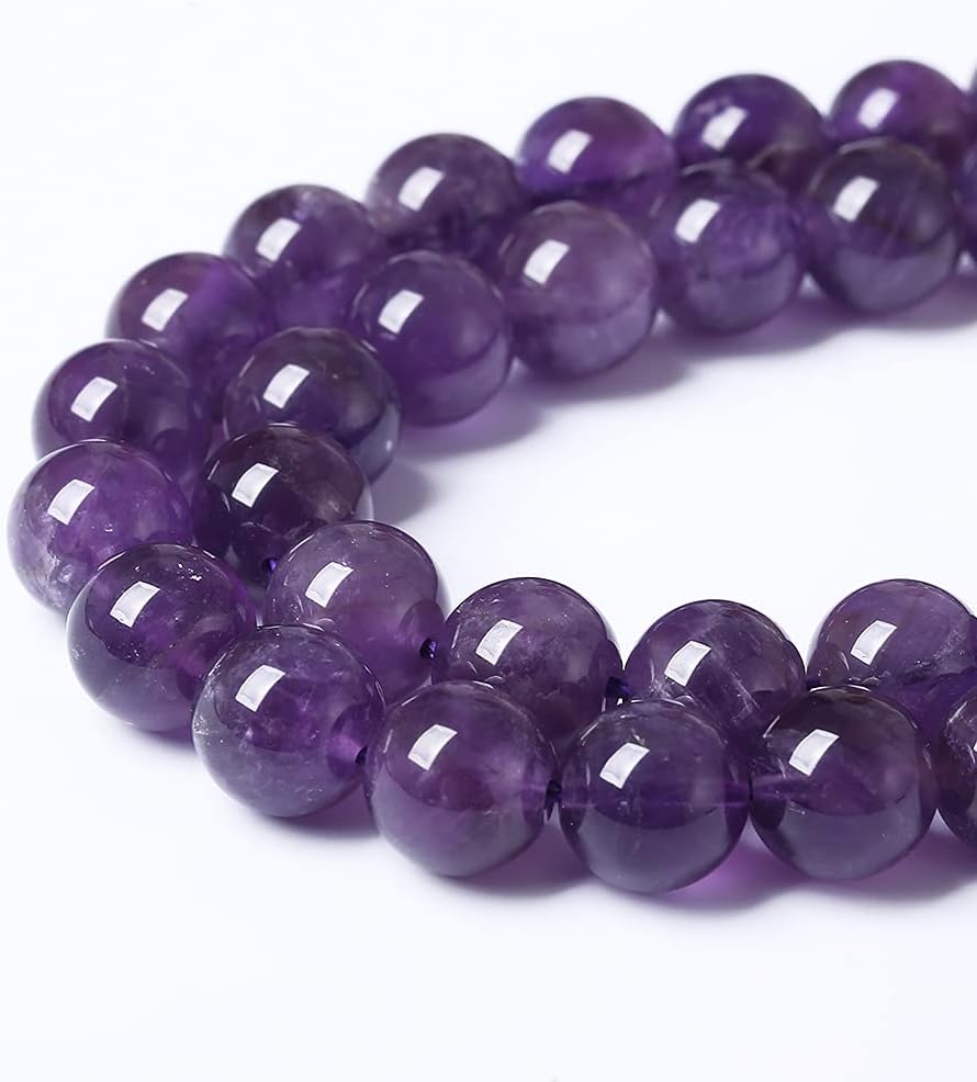 12mm 32pcs Natural Amethyst AAAAA Purple Crystal Quartz Beads Gemstones Round Stone Beads for Jewelry Making DIY Women's Bracelet Necklace Earrings