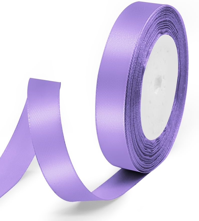 5/8" x 25 Yards Satin Ribbon, Light Purple Silk Ribbon Ideal for Gift Wrapping, Floral Bouquets, Crafts, Wedding Party Decorations, Christmas and Sewing Projects