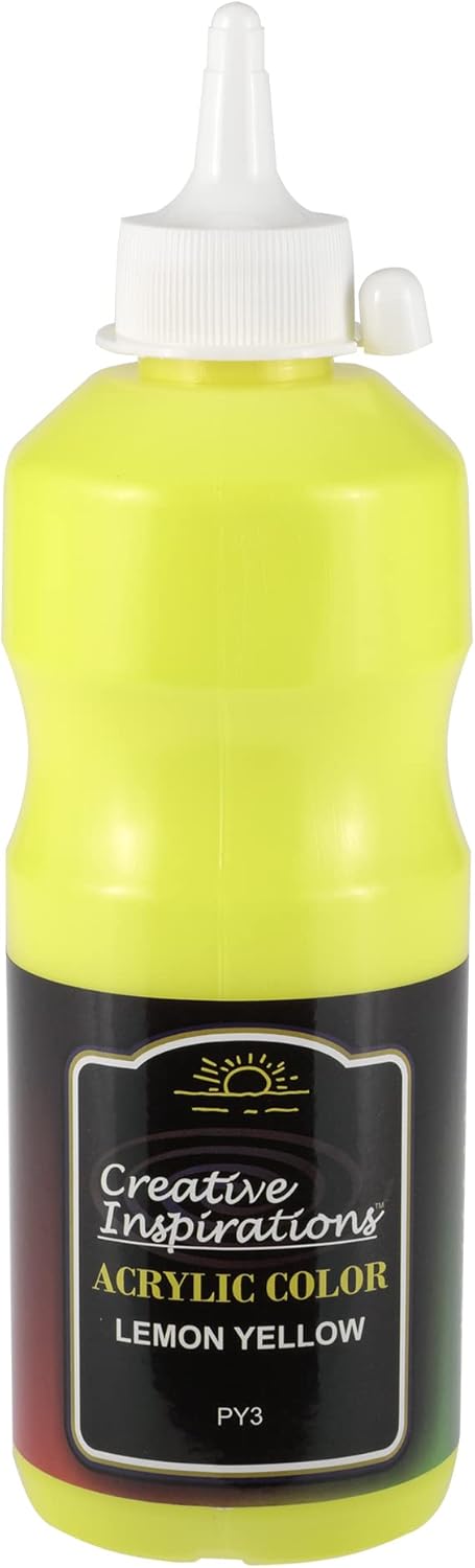Creative Inspirations Acrylic Paint - Lemon Yellow - 500 mL Bottle - Smooth & Creamy Consistency, Vibrant Pigmentation, Great Coverage for Artists - Clean Up with Soap & Water