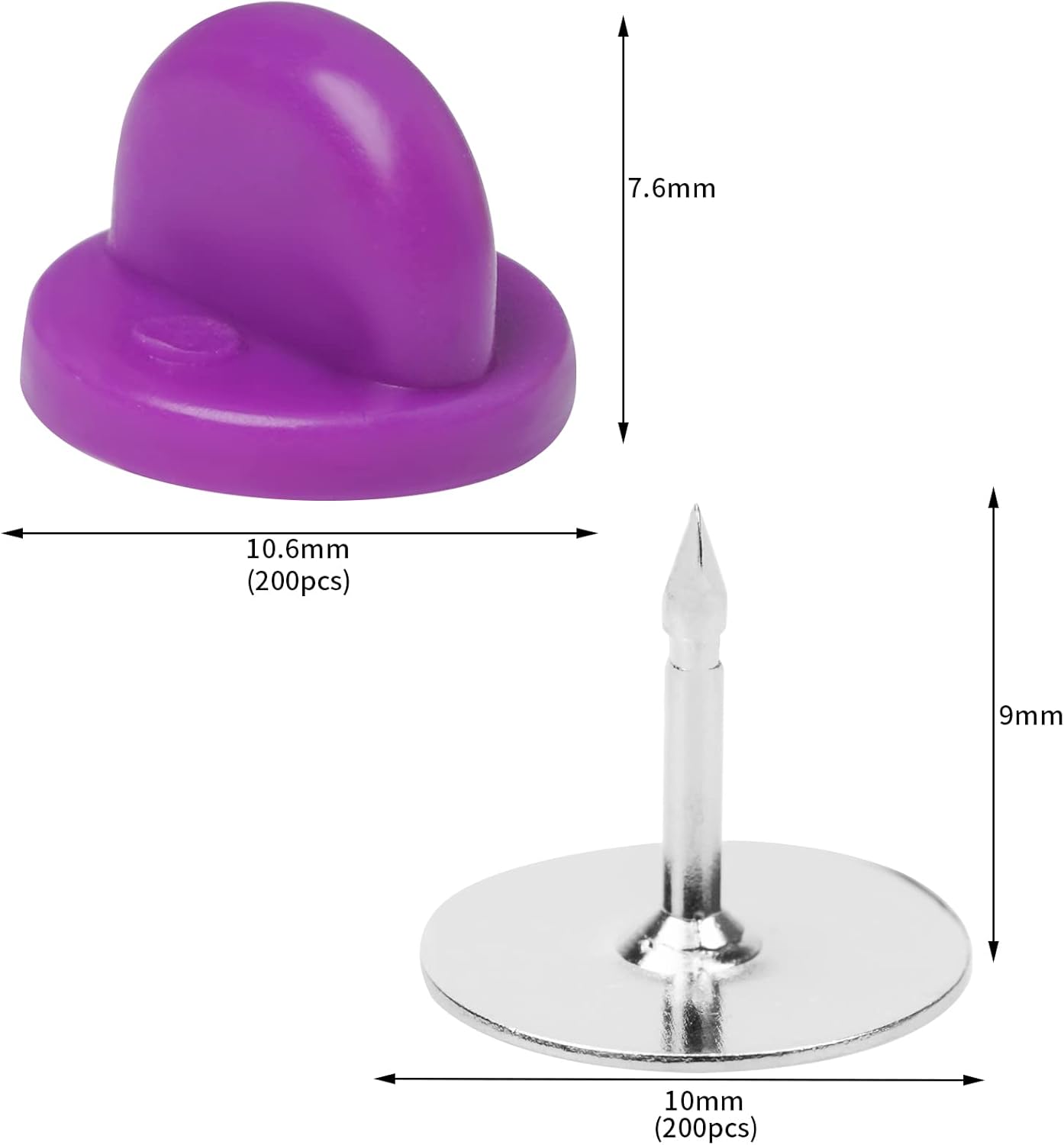 400pcs PVC Rubber Pin Backs Heliltd Butterfly Clutch Pins Tie Tacks Blank Pins for Uniform Badges Backing Holder Clasp Lapel Pin Enamel Pins(200 Sets)