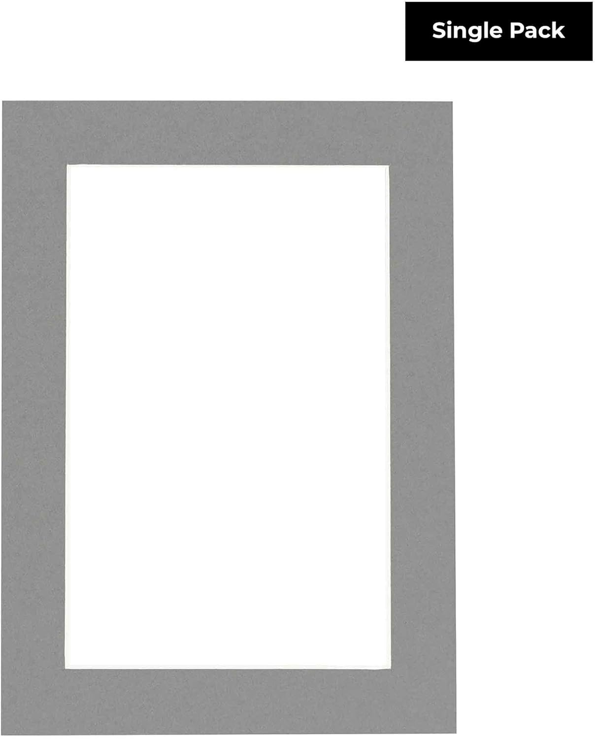 11x14 Mat for 8.5x11 Photo - Precut Mid Grey Picture Matboard for Frames Measuring 11 x 14 Inches - Bevel Cut Matte to Display Art 8.5 x 11 Inches - Acid Free ONE MAT with Backing Board & Clear Bag