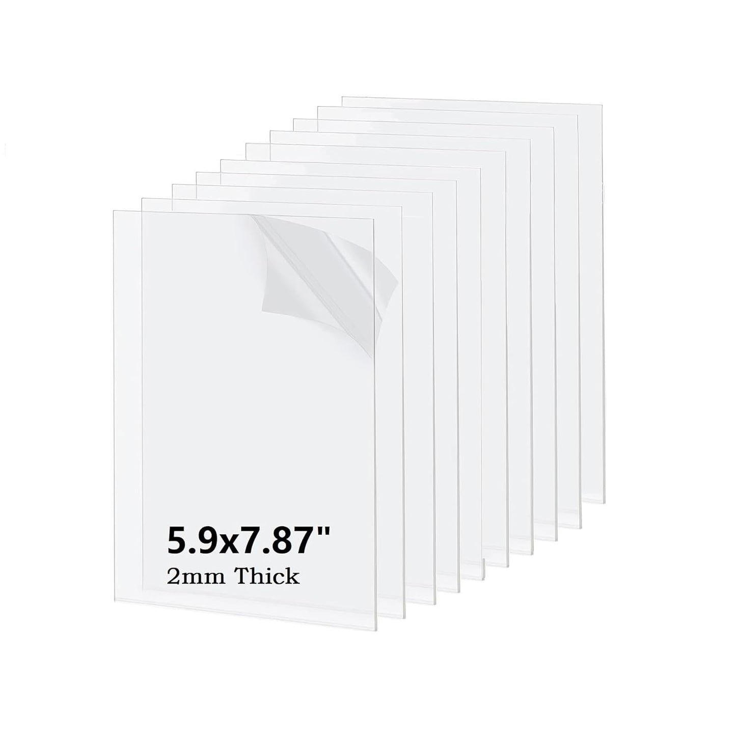 10 Pack 5.9x7.87 Clear Acrylic Sheet 2mm Thick, Clear Plexiglass Sheet 15x20cm, Plastic Plexiglass Board Acrylic Board for Wall Crafts Glass Picture Frame DIY Projects Signs and Painting