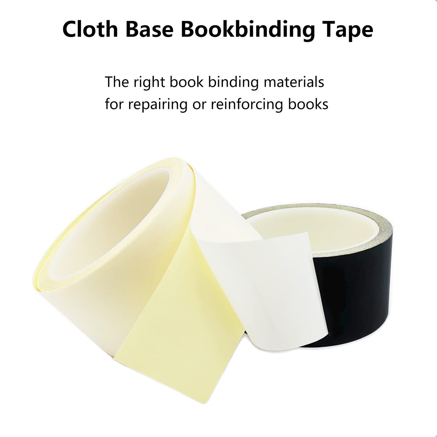 Book Binding Tape, Book Repair Tape 2 Inch Wide, Acid-Free, Easy to Use, Flexible Book Binding Material, Bookbinding Kit, Book Tape for Reinforcing Book Spines and Covers, 2'' x 24', White