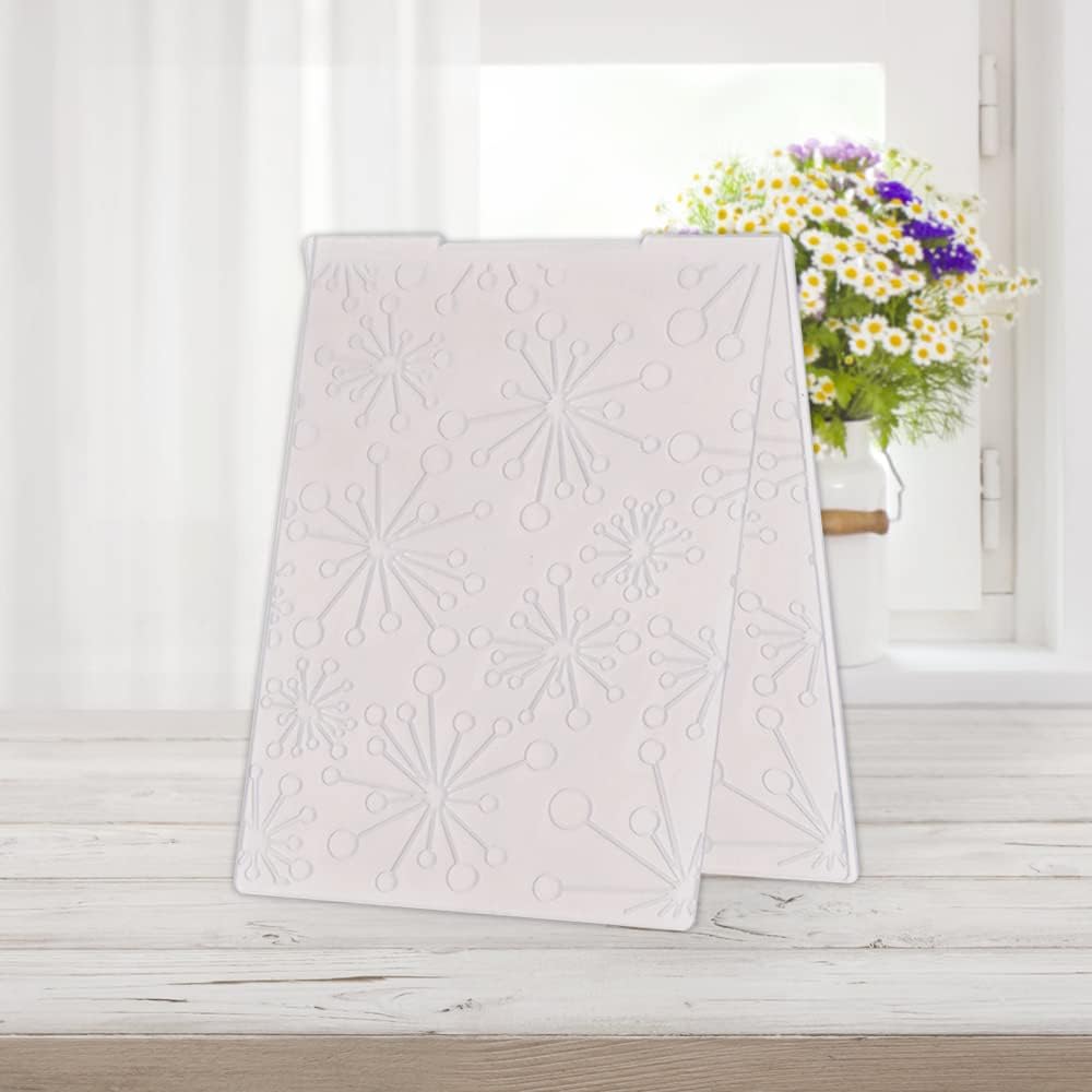 Hying 3-D Textured Impressions Background Embossing Folder, Line Dot Flower Pattern Plastic Embossing Folder Template for Card Making Scrapbooking Paper Craft Album Stamps DIY Décor