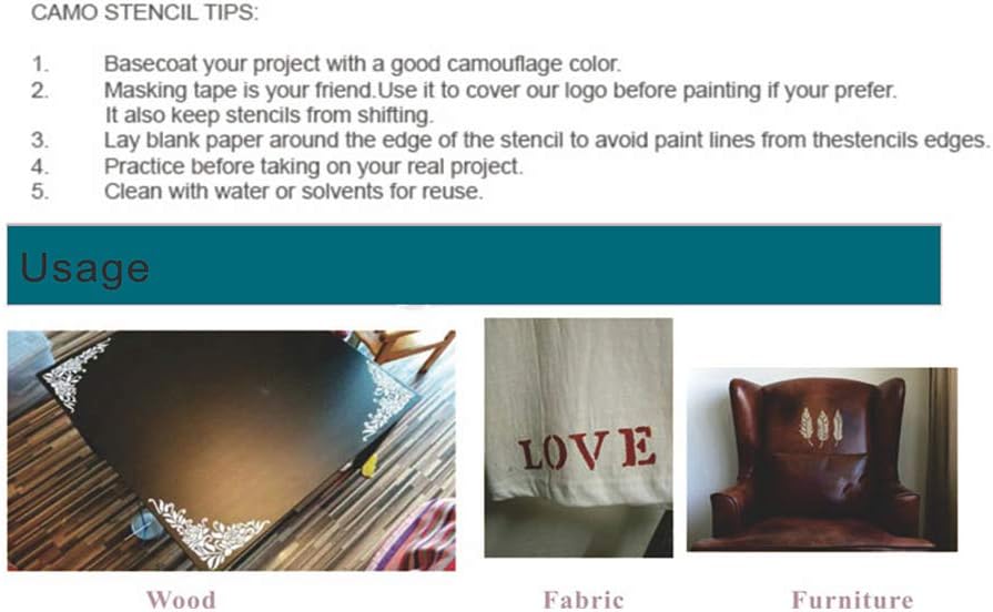 DIY Decorative Stencil Template for Scrapbooking Painting on Wall Furniture Crafts,Set of 6 (Seamless Wave)