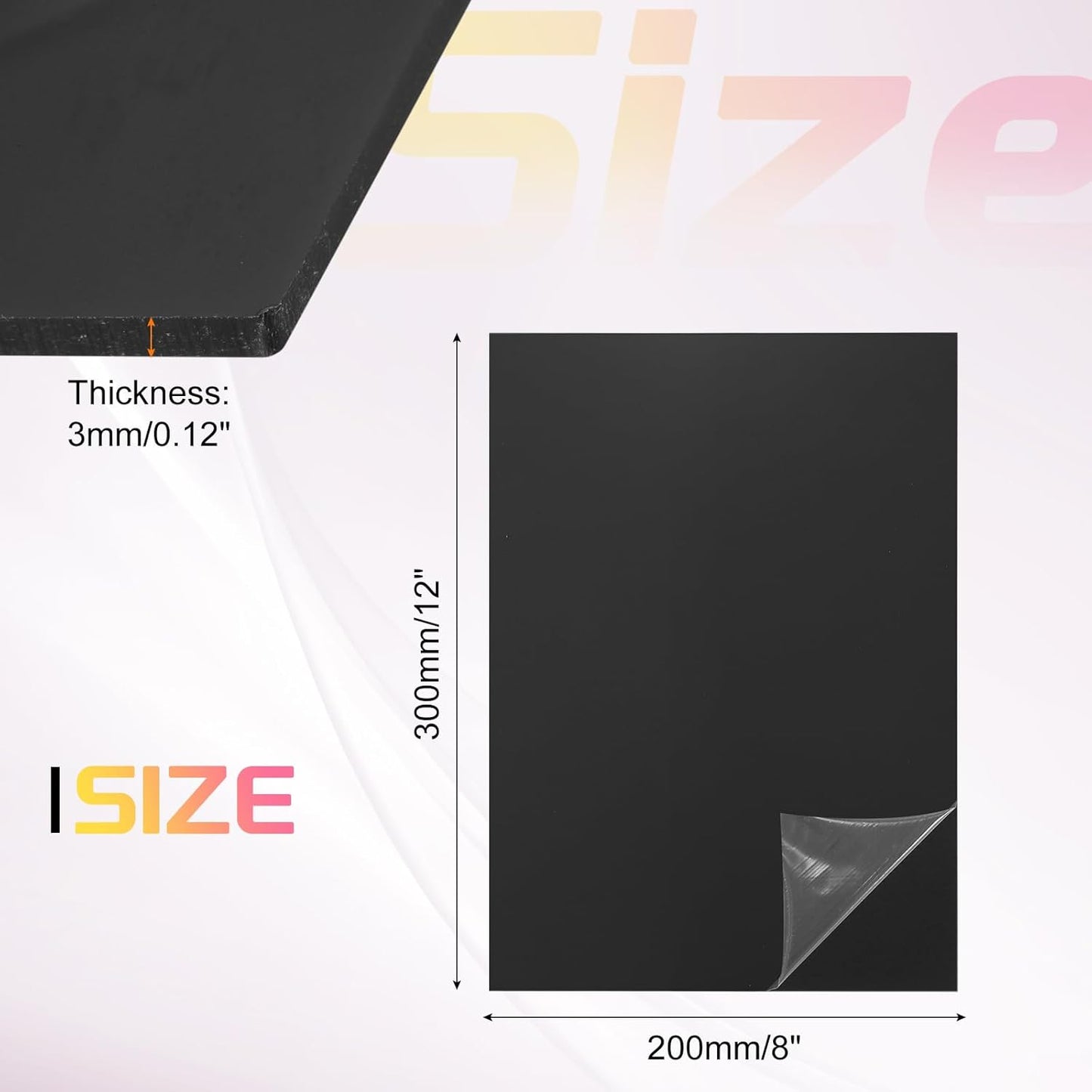 uxcell Acrylic Sheets 12x8 Inch Acrylic Panel 1/8 Inch-3mm Plastic Board for Picture Frames Sign Holders DIY Display Projects Craft, Black