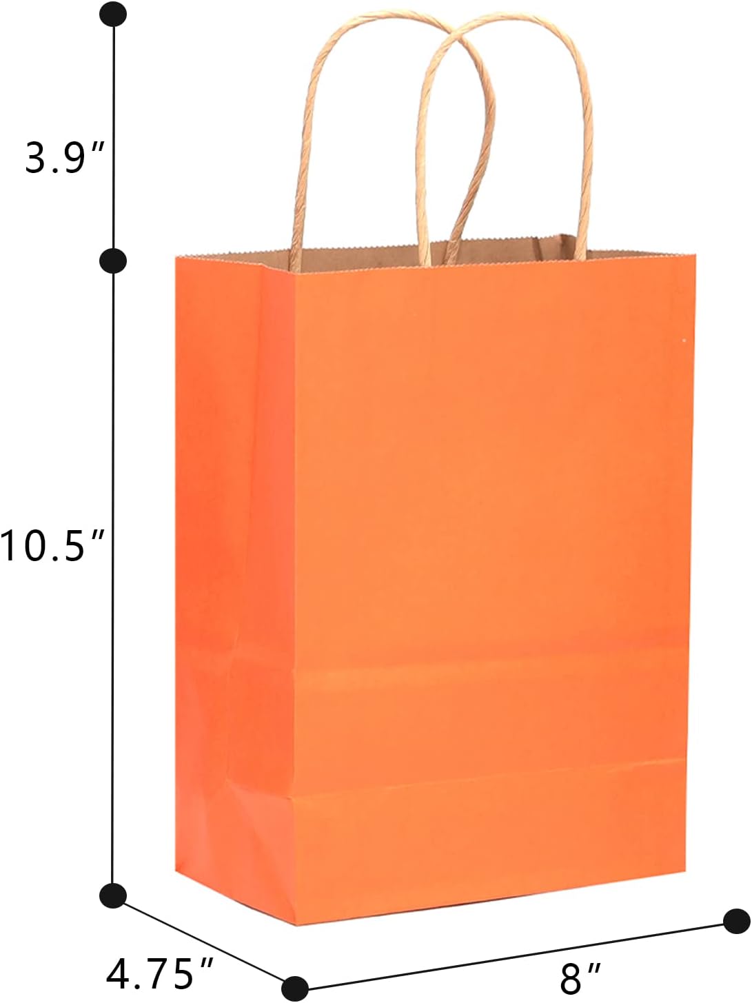 qiqee 32-Packs Orange Paper Gift Bags with Handles Bulk 7.6"x4.75"x10.5" Medium Size Gift Bags Multiple Uses